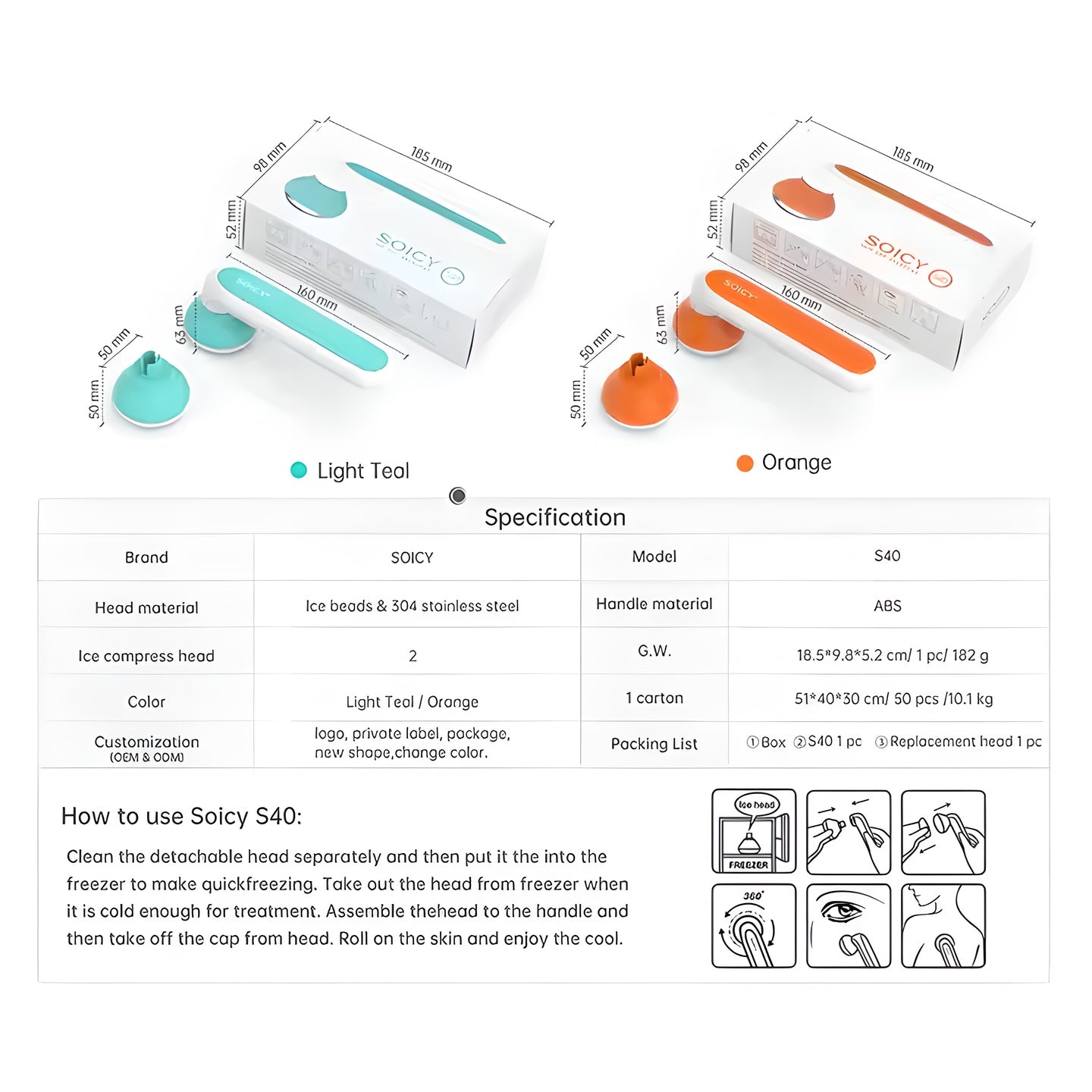 SOICY S40 Ice Roller Cold Thearpy for Face,Eyes,Women Gifts Idea